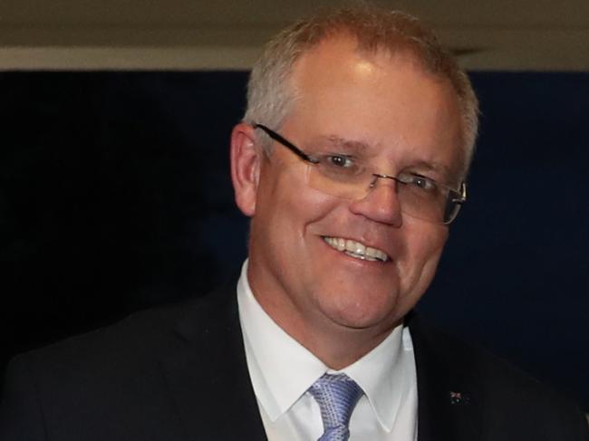 Scott Morrison and his family arriving at Government House, Canberra. Photo: Kym Smith