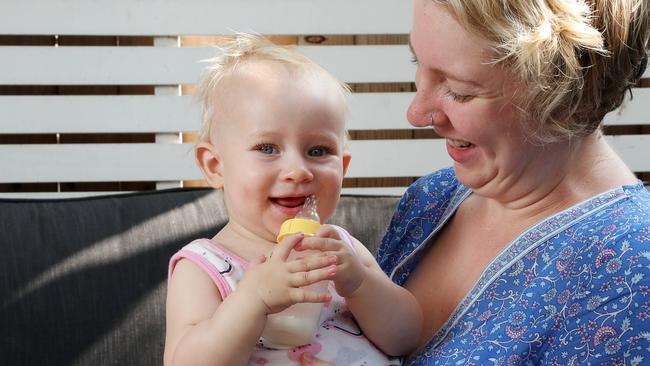 Allira Thompson with her daughter Maya, 11 months. Picture: Liam Kidston