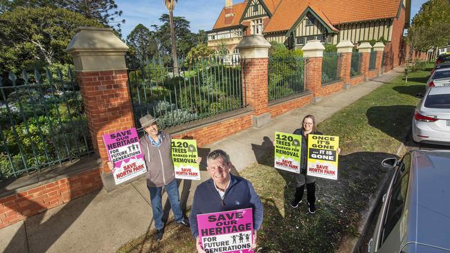 Geoff Hurst, Michael Whelan and Geena O’Keefe are among community members up in arms about the potential development. Picture: Rob Leeson