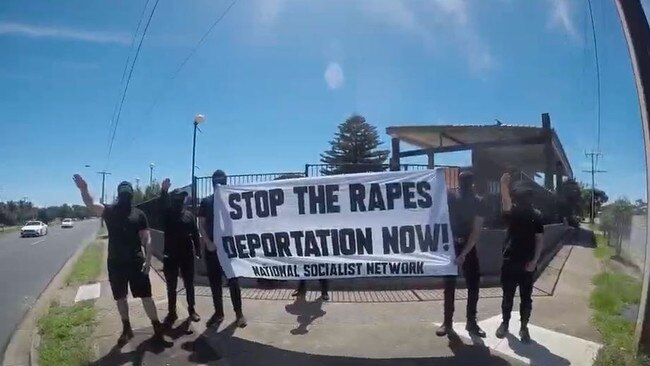 Video captures the group performing the Hitler salute multiple times.