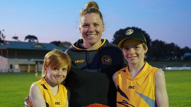 North Gambier's Steph Contin, pictured with her sons Kane and Cooper Harris. Picture: Jessica Ball