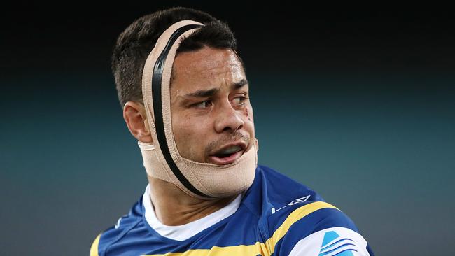 Hayne was sporting an odd look but still managed three tries. Photo by Mark Metcalfe/Getty Images.