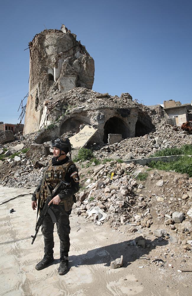 The destroyed al-Nuri Mosque in the Mosul Old City. Picture: Ella Pellegrini