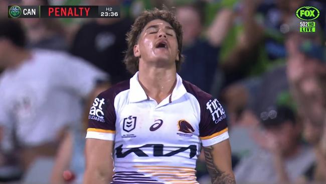 Reece Walsh endured a nightmare against the Raiders. Credit: Fox League