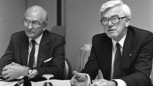 Then CRA chairman John Uhrig and CEO John Ralph at the company’s AGM in 1990.