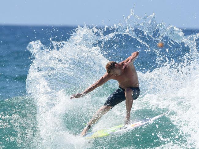 Surfing Pro Mick Fanning at Snapper Rock. Photo: Steve Holland
