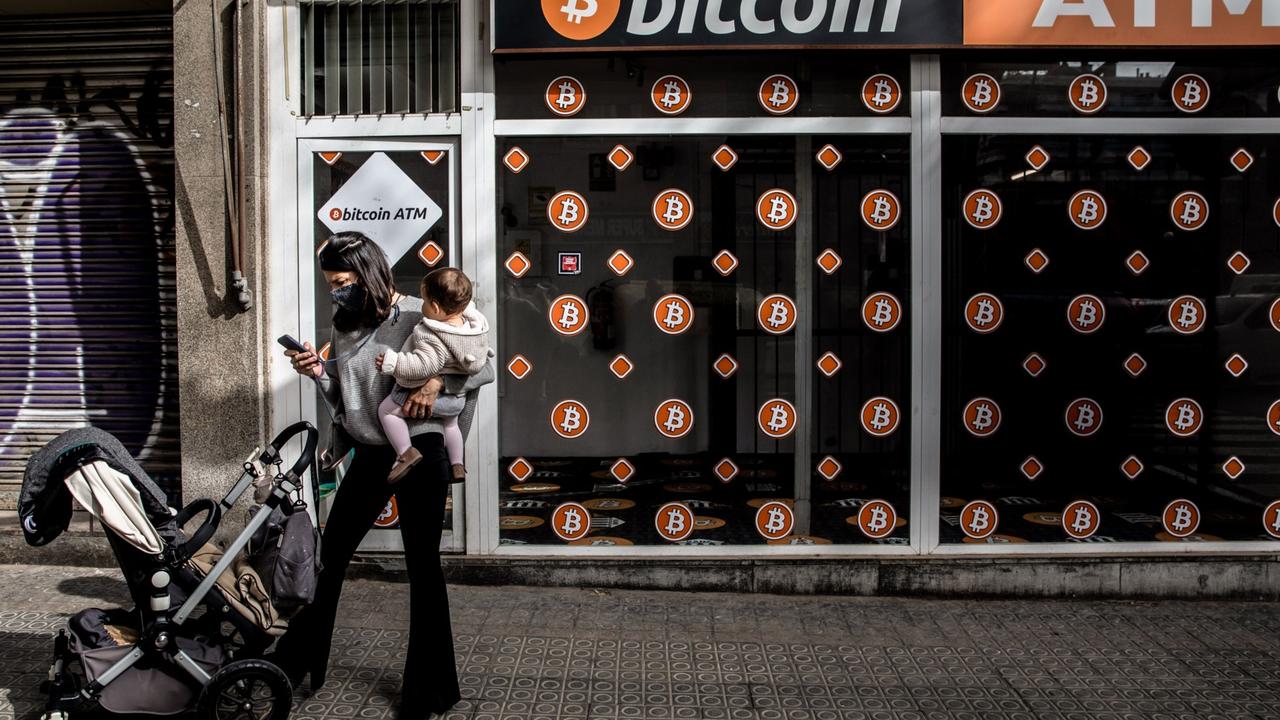 A bitcoin ATM kiosk in Barcelona, Spain. Picture: Angel Garcia/Bloomberg