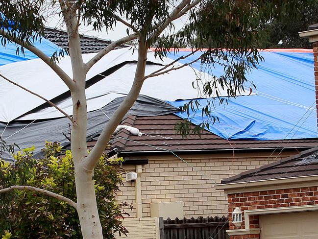 Houses covered by tarps. Picture: Carmela Roche