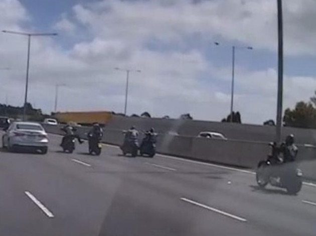 Victoria Police allege a member of the Mongols OMCG bikie gang attacked an L-plate bike rider on the Monash Freeway in October. Picture: Victoria Police