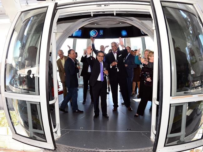 Caesars Entertainment chiefs wave as they open the Las Vegas High Roller. Picture: Getty