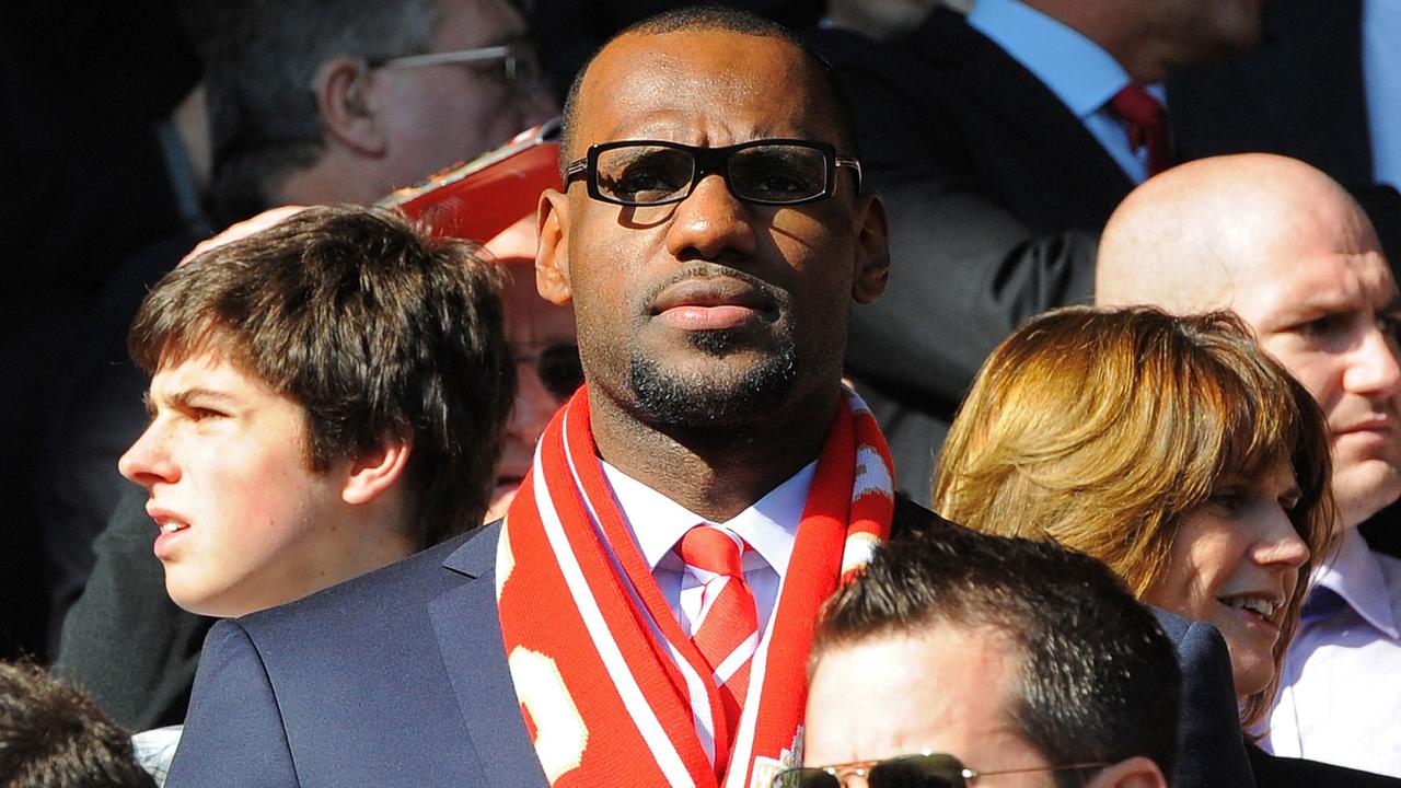 Lebron James watches on at a Liverpool game.