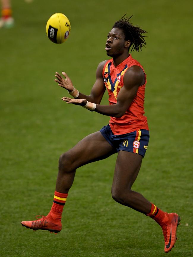 Martin Frederick, who hopes to be selected at this week’s AFL draft, in action for SA during the under-18 national championships this year. Picture: AAP/Andy Brownbill