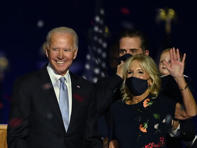 Role models! Joe Biden and Jill Biden, wearing a mask due to the current pandemic. Picture: AFP