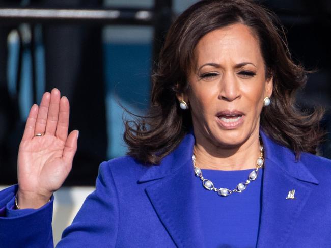 Kamala Harris is sworn in as the 49th US Vice President by Supreme Court Justice Sonia Sotomayor on January 20, 2021, at the US Capitol in Washington, DC. Picture: AFP