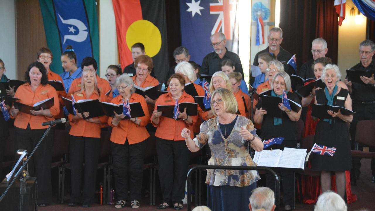 Blackbutt Singers' director Judy Lawrence conducts the combined choirs at the Proms in the South Burnett concert at the Kingaroy Town Hall on Sunday, November 17. (Photo: Jessica McGrath)