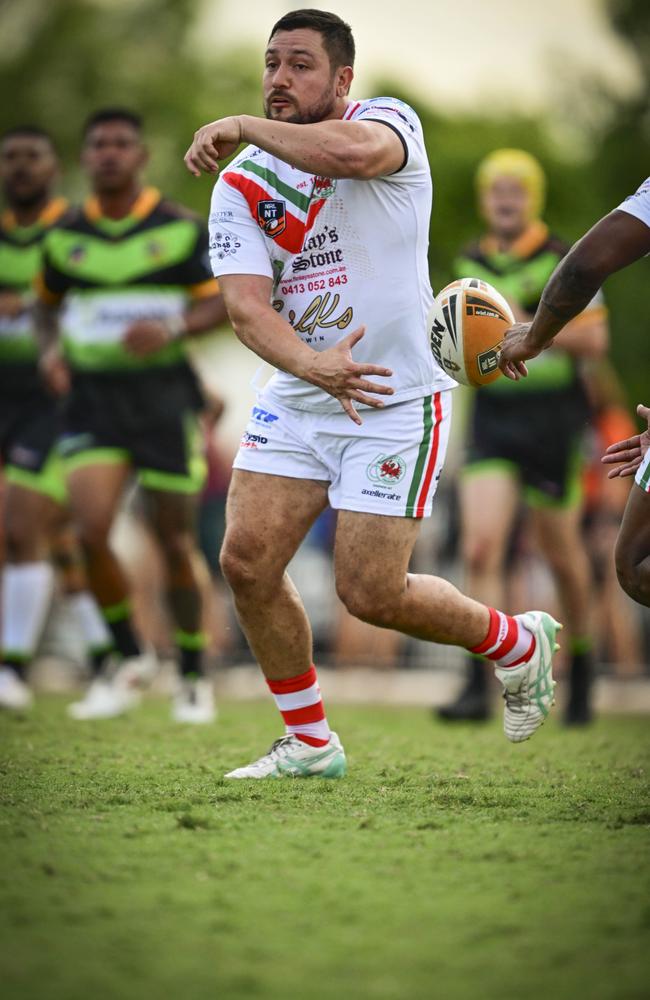 Brenton Motlop playing for the Nightcliff Dragons in the NRL NT. Picture: Patch Clapp / NRL NT