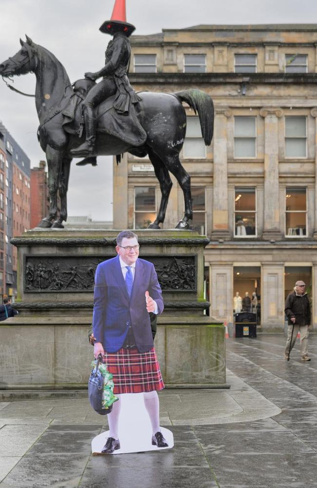 A cardboard cut-out of Dan Andrews in Glasgow. Picture: Supplied