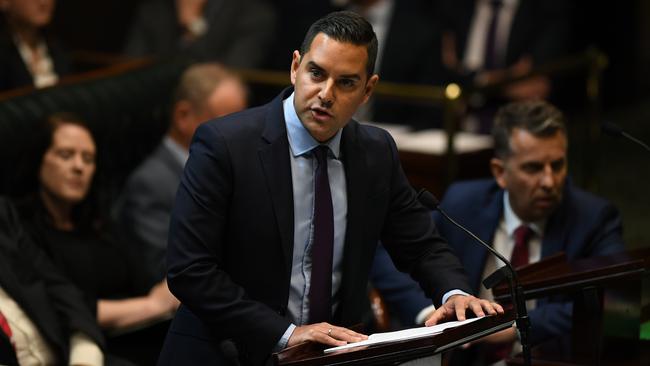 Independent Sydney MP Alex Greenwich introduces the Reproductive Healthcare Reform Bill 2019 on Thursday. Picture: Joel Carrett