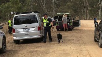 Police conduct car searches at Rainbow Serpent. Picture: Victoria Police