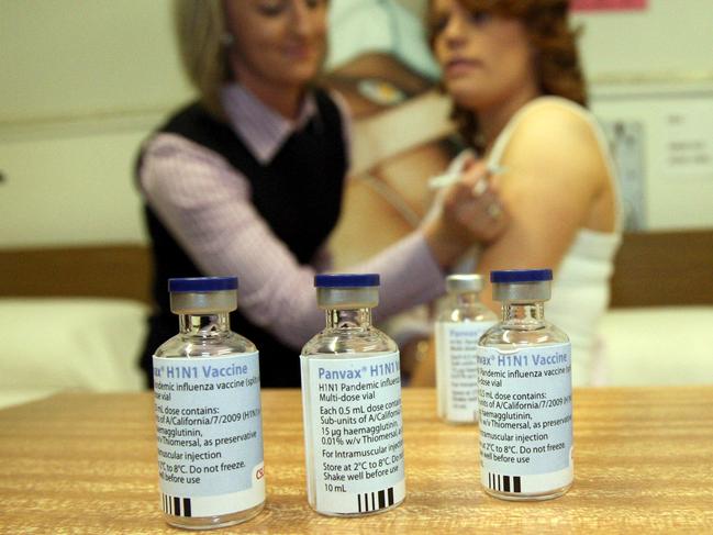 Human swine flu vaccine trials in Adelaide - Vials of CSL biopharmaceutical company produced Panvax H1N1 Vaccine at Royal Adelaide Hospital.