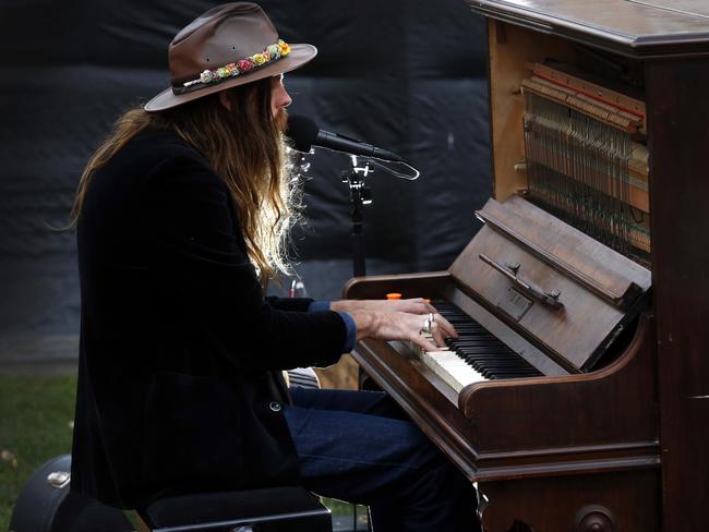 Pianist Karl Williams, from Melbourne, entertains at the Winter Feast.