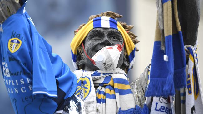 The Billy Bremner statue outside Elland Road, the home ground of Leeds United, who currently sit top of the second-tier Championship. Picture: Getty Images