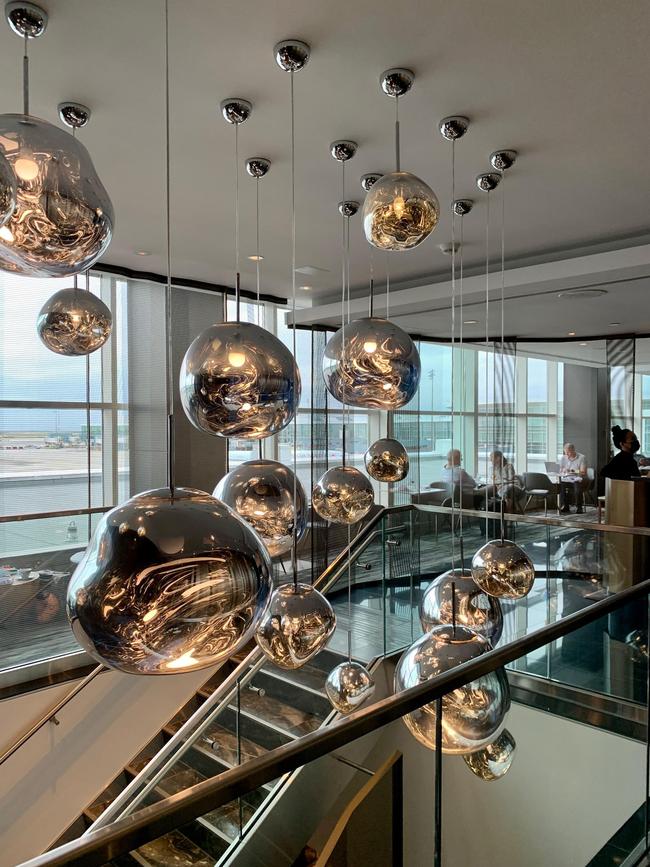 A Tom Dixon light installation at the Air Canada lounge in Vancouver.