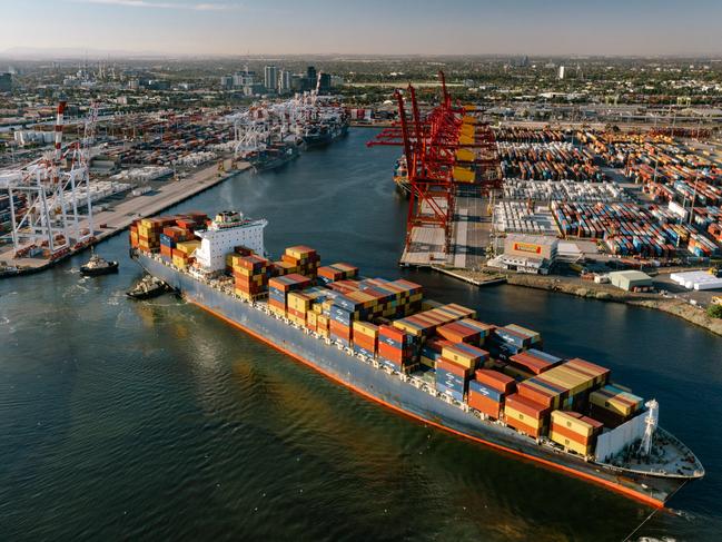 A container ship at Swanson Dock at the Port of Melbourne: Picture: the port