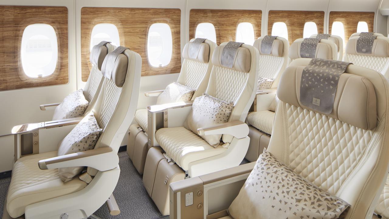 Emirates’ newly retrofitted A380 with Premium Economy. Picture: Emirates