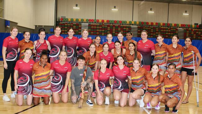 The SCALA Indigenous Diamonds went winless in 2023. PICTURE: Players from Townsville Premier Netball clubs SCALA Indigenous Diamonds and Saints join together in a statement of reconciliation ahead of Round Four. Picture: Townsville City Netball Association