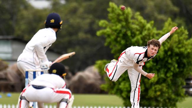 Terrace bowler Sam Jones Brisbane Grammar School v Terrace Saturday February 10, 2024. Picture, John Gass