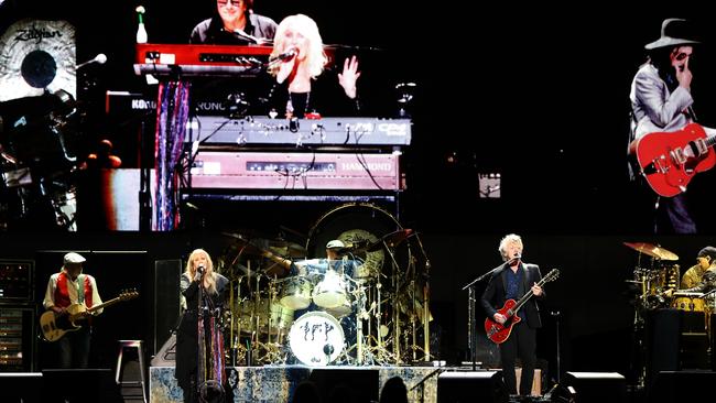 Stevie Nicks, Mick Fleetwood and Neil Finn perform last year. Picture: David Clark