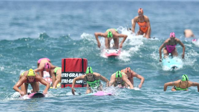 Action in the ironwoman racing during the Bondi rounds of the Nutri-Grain series. Pic: HarvPix