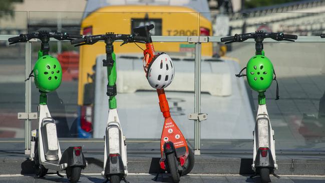 E-scooters parked in Brisbane