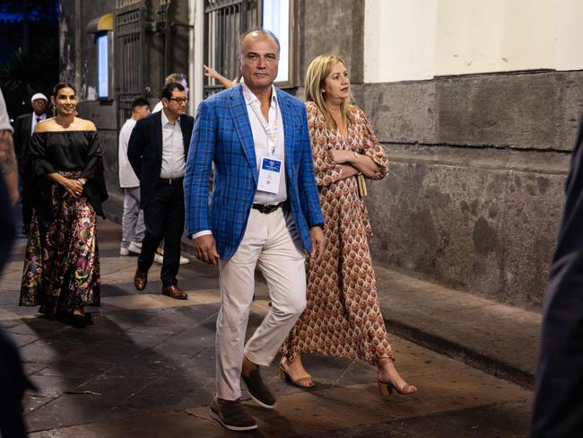 30/08/2023 Queensland Premier Annastacia Palaszczuk on holiday in Naples, Italy with her partner Dr Reza Adib pictured attending the opera. Photo: John Nguyen / JNVisuals