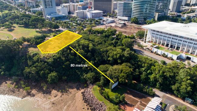 The proposed RSL building at The Cenotaph carpark, highlighted in yellow, would be built about 80m from the back of The Deckchair Cinema’s screen.