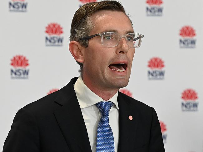 SYDNEY, AUSTRALIA - NewsWire Photos - JULY, 28, 2021: NSW Treasurer Dominic Perrottet speaks to the media during a COVID-19 press conference in Sydney. New South Wales will extend the lockdown for another 4 weeks, after recording 177 new locally transmitted coronavirus cases overnight, 46 of which were infectious during their time in the community. Picture: NCA NewsWire/Bianca De Marchi