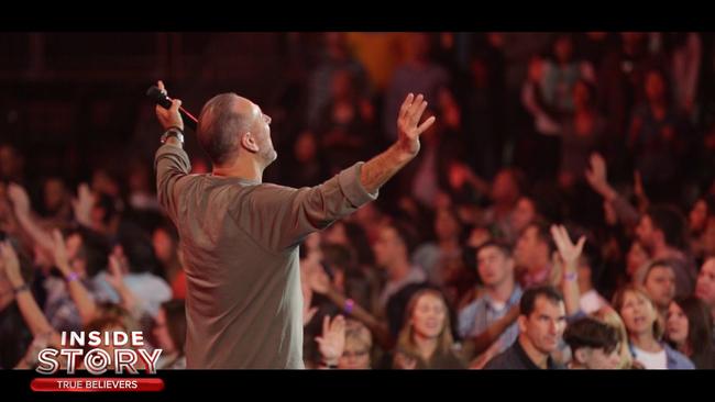 Brian Houston in action at Hillsong. Picture: Channel Nine