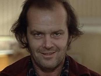 Actor Jack Nicholson in scene from film 'The Shining'.