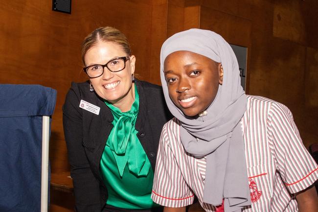 Natalie Sunner and Jasmine Salmon from Whitsunday Anglican School at the Science and Engineering Challenge hosted by Whitsunday Anglican School Mackay. Picture: Michaela Harlow