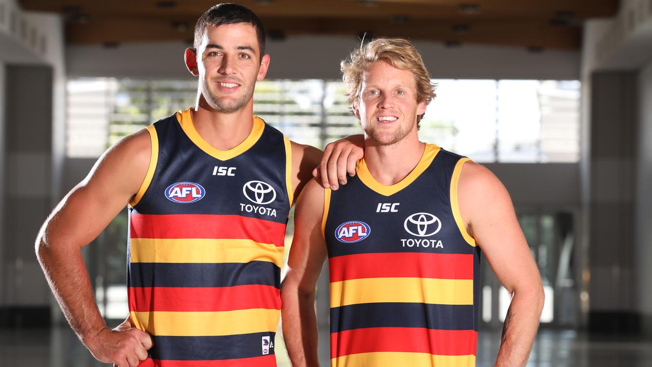 Adelaides inaugural, official joint captains Rory Sloane and Taylor Walker. Picture: Dean Martin.