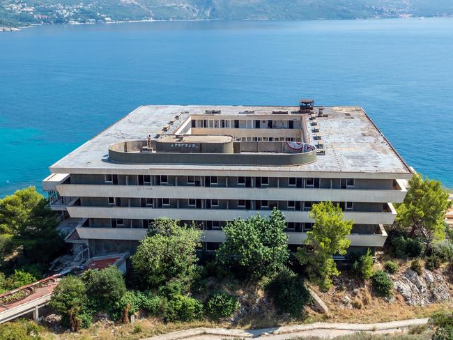 ONE TIME WEB USE FOR NEWS.COM.AU ONLY - FEES APPLY -  FFFR0Y Abandoned Pelegrin Hotel in Kupari village, tourist complex destroyed during Croatian War of Independence (1991-1995)  Picture: Alamy