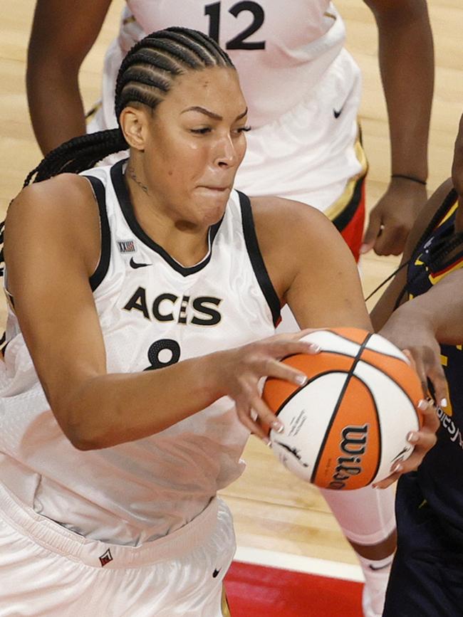 Liz Cambage for the Las Vegas Aces in May this year. Picture: Ethan Miller/Getty Images