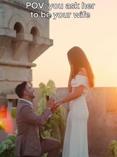 Jad proposed at sunset at the Castle Elvira in Puglia, Italy. Picture: Instagram