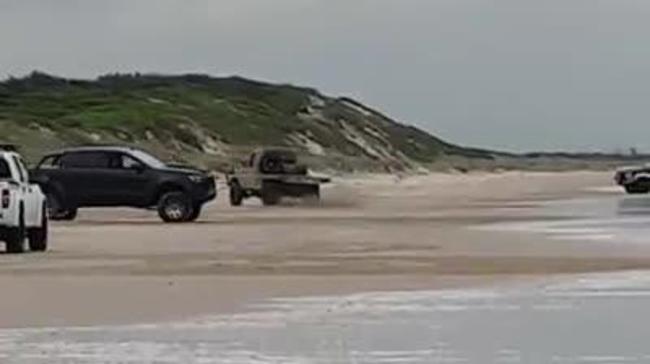 Hoons captured tearing up South Ballina Beach 