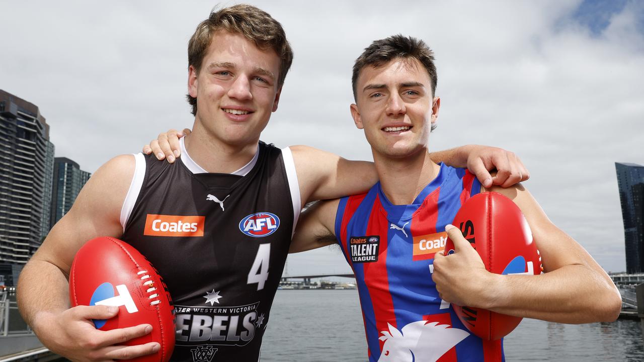 Talented midfielders Sam Lalor (left) and Jagga Smith (right) are both expected to be taken with top-five picks in the opening round of the AFL draft on Wednesday night. Picture: Michael Klein