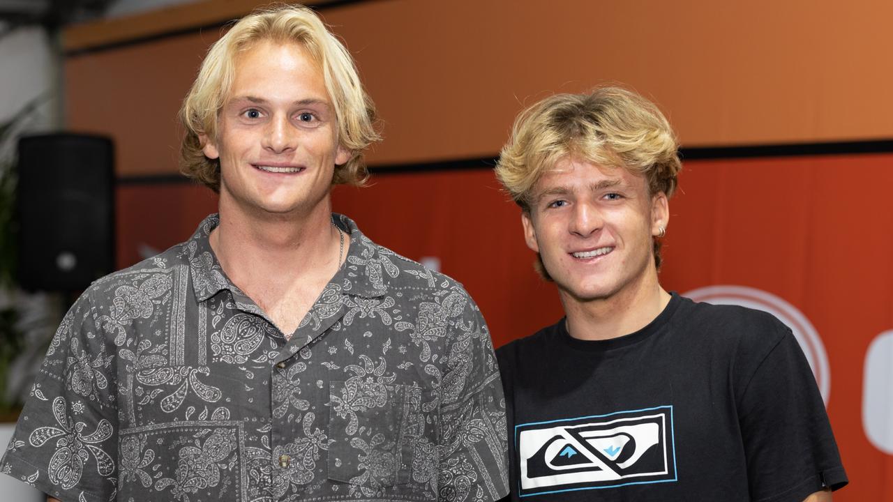 Adin Masencamp and Connor Slijpen with The Pulse at Boost Mobile Gold Coast Open 2023 Athletes and Co Pre-Comp Feast, May 5 2023. Picture: Celeste Humphrey