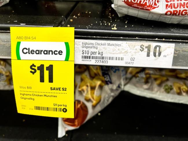 A picture of prices in Woolworths has irked shoppers. Picture: Meanwhile in Australia/Facebook