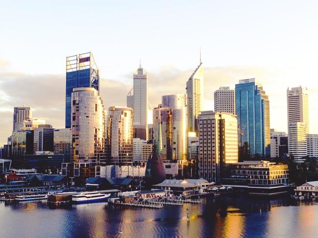 Aerial view of the Perth City Skyline