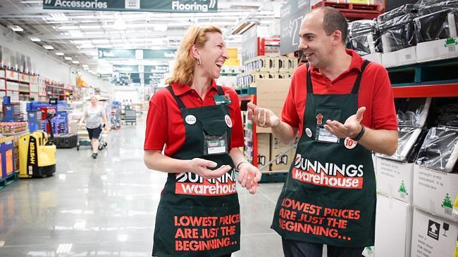 Kylie Hazeltine at Bunnings Blacktown with her boss, Paul Smith.